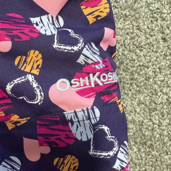 OshKosh B'gosh Purple Pink Heart Printed Kids Snow Bib Overalls Size 12m - Picture 5 of 9